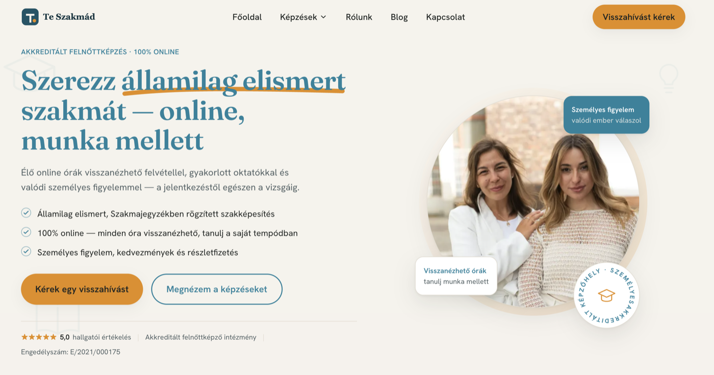 Te Szakmád — weboldal